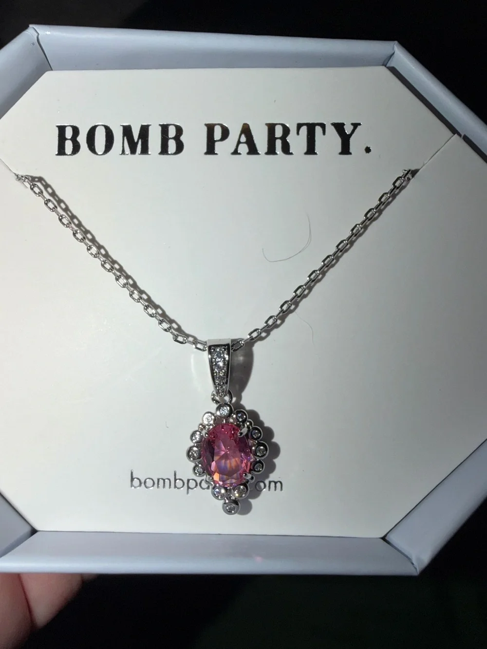 Bomb Party RETRO Necklace-Seek The Best Pink Tourmaline on Rhodium RBP3400